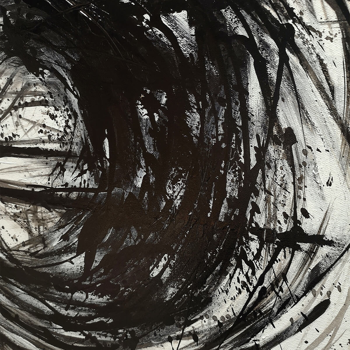 INK VORTEX: Minimalist Black and White Abstract Oil Painting - Image 5