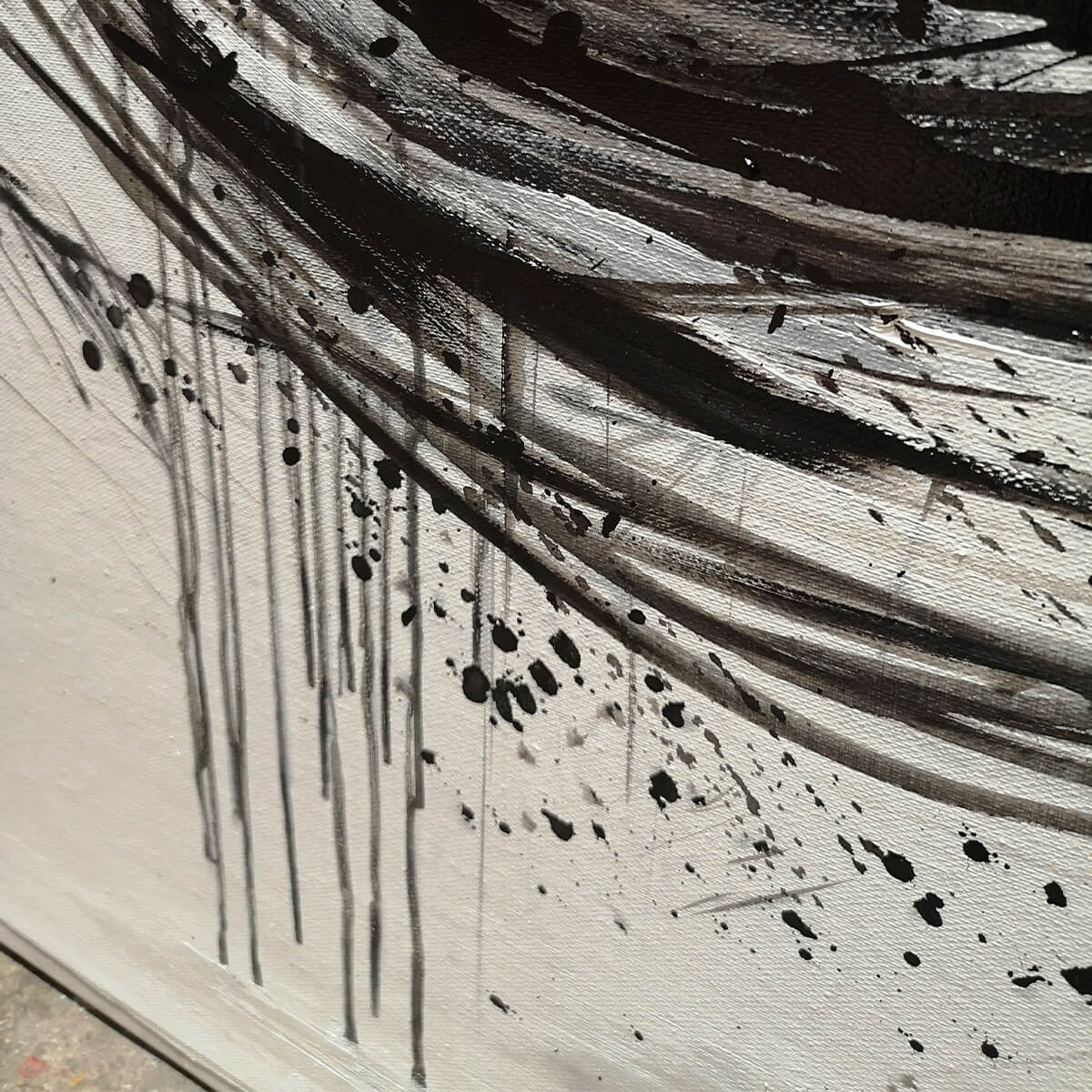 INK VORTEX: Minimalist Black and White Abstract Oil Painting - Image 3