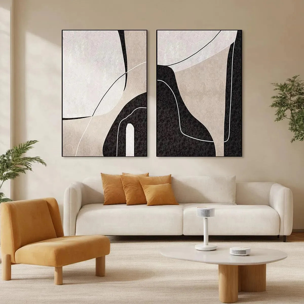 ABSTRACT MINIMALIST DIPTYCH: Abstract Painting Set of 2, Vertical Wall Art - Image 2