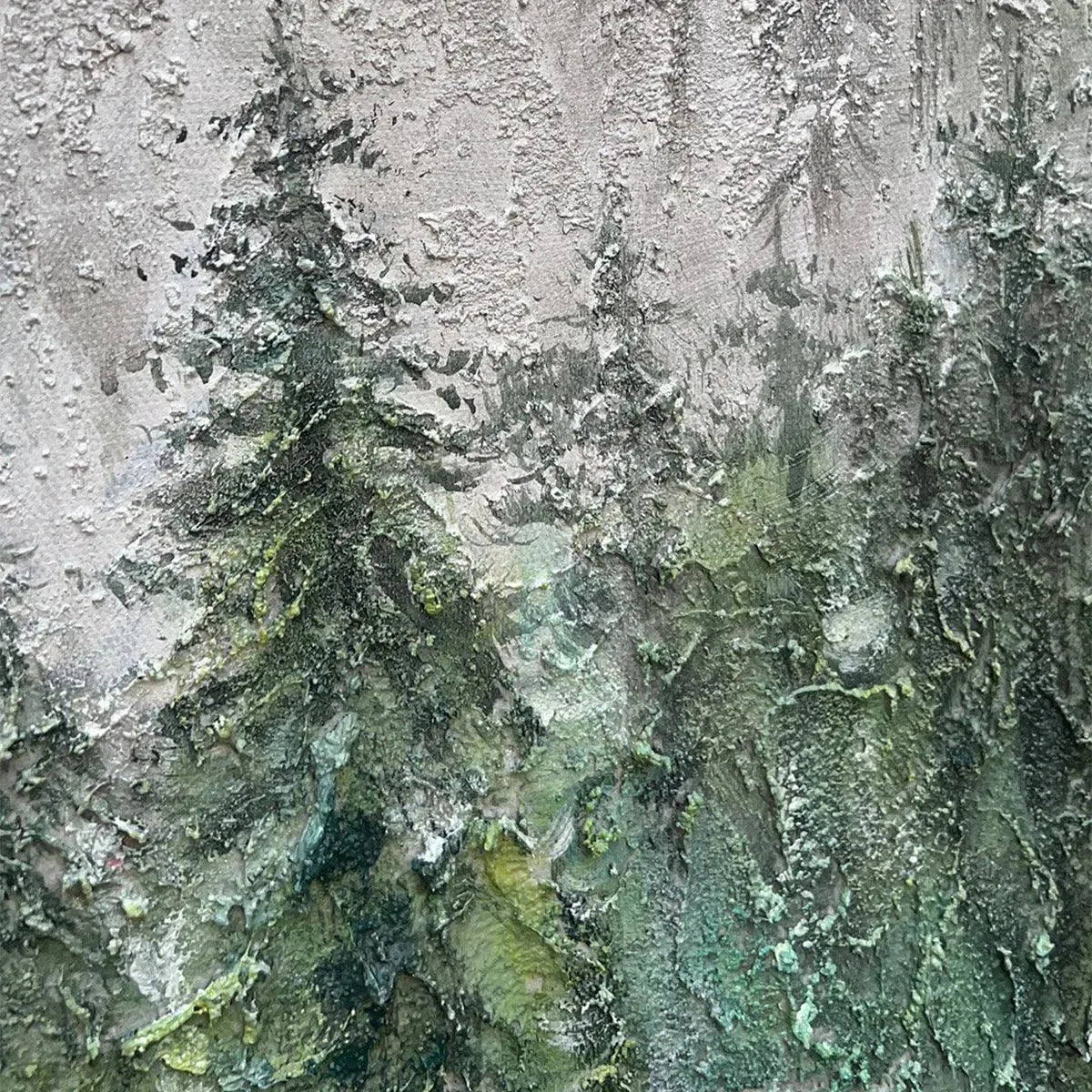 EMERALD MIST: Panoramic Misty Forest Landscape Oil Painting - Image 3