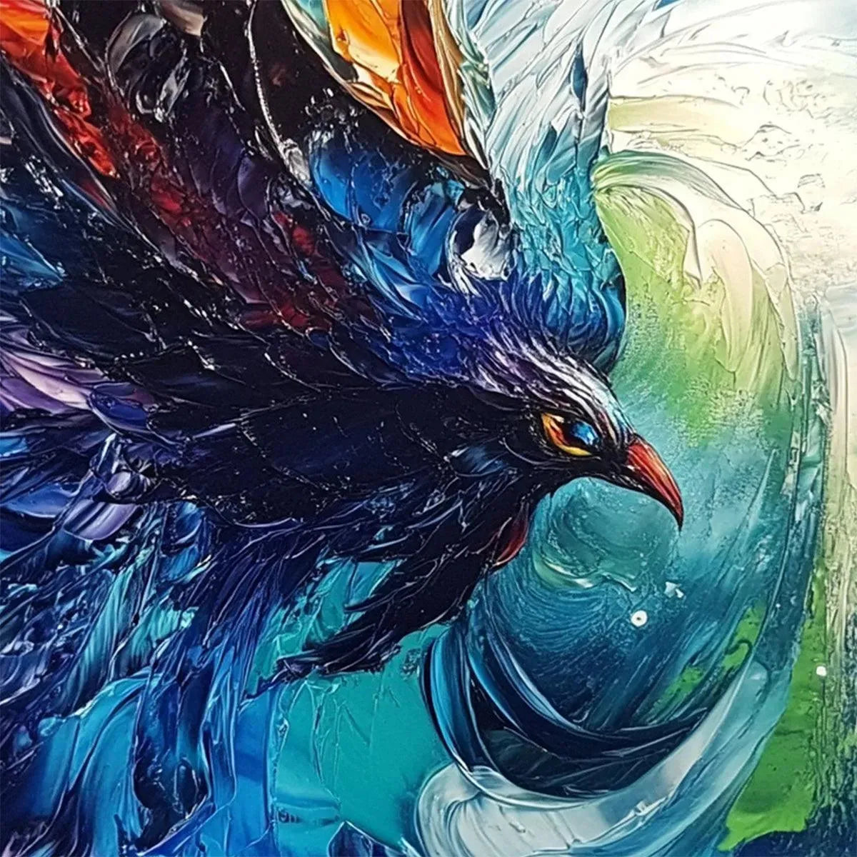 STORM RAZOR: Dynamic Impasto Bird Painting - Image 3