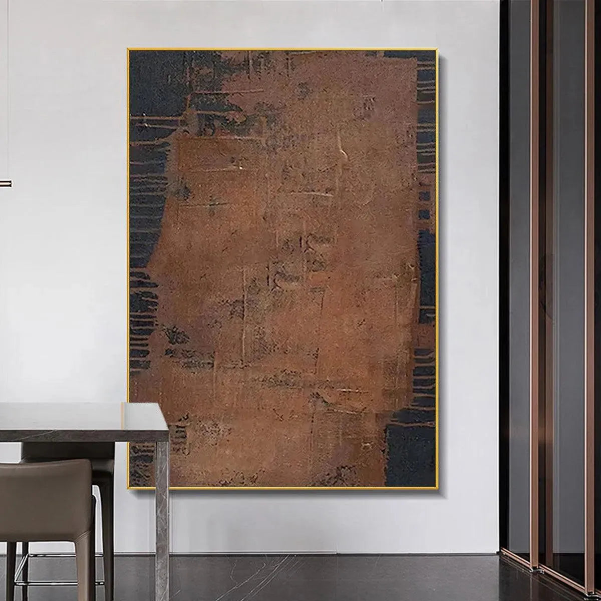RUSTIC TEXTURE: Textured Abstract Painting in Brown - Image 2