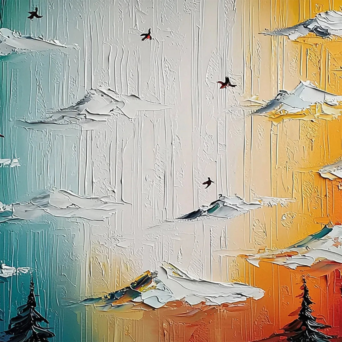 CHROMATIC ASCENSION: Colorful Mountain Landscape Impasto Oil Painting - Image 4