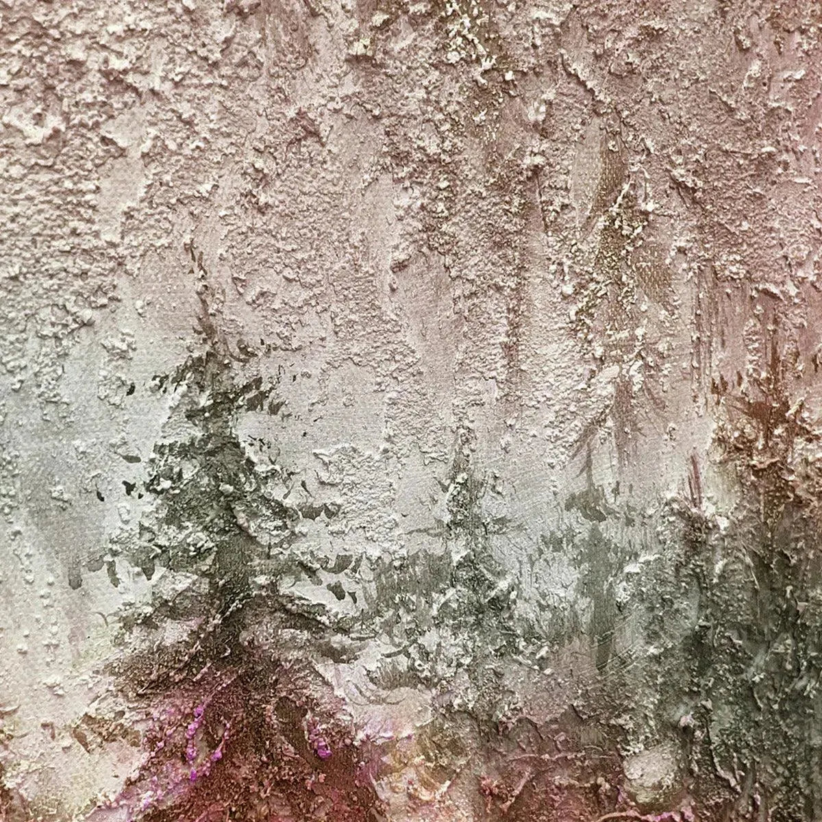 MISTY PINES: Panoramic Misty Forest Landscape Oil Painting - Image 3