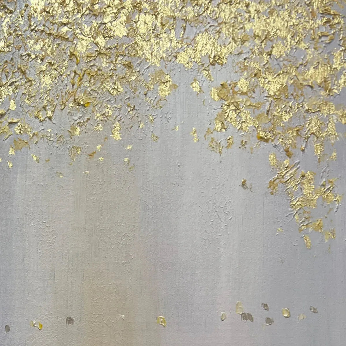 GOLDEN DRIZZLE: Gold Leaf Abstract Painting, Grey and Gold Wall Art, Horizontal Canvas, Modern Decor - Image 5