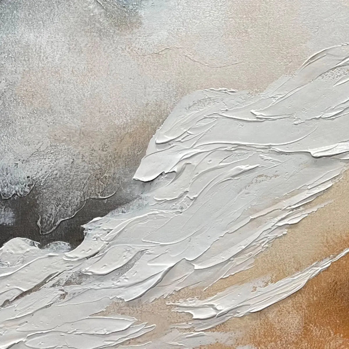 DESERT FLOW: Abstract Landscape Painting in Orange, White, and Grey, Textured Canvas, Modern Wall Art - Image 3