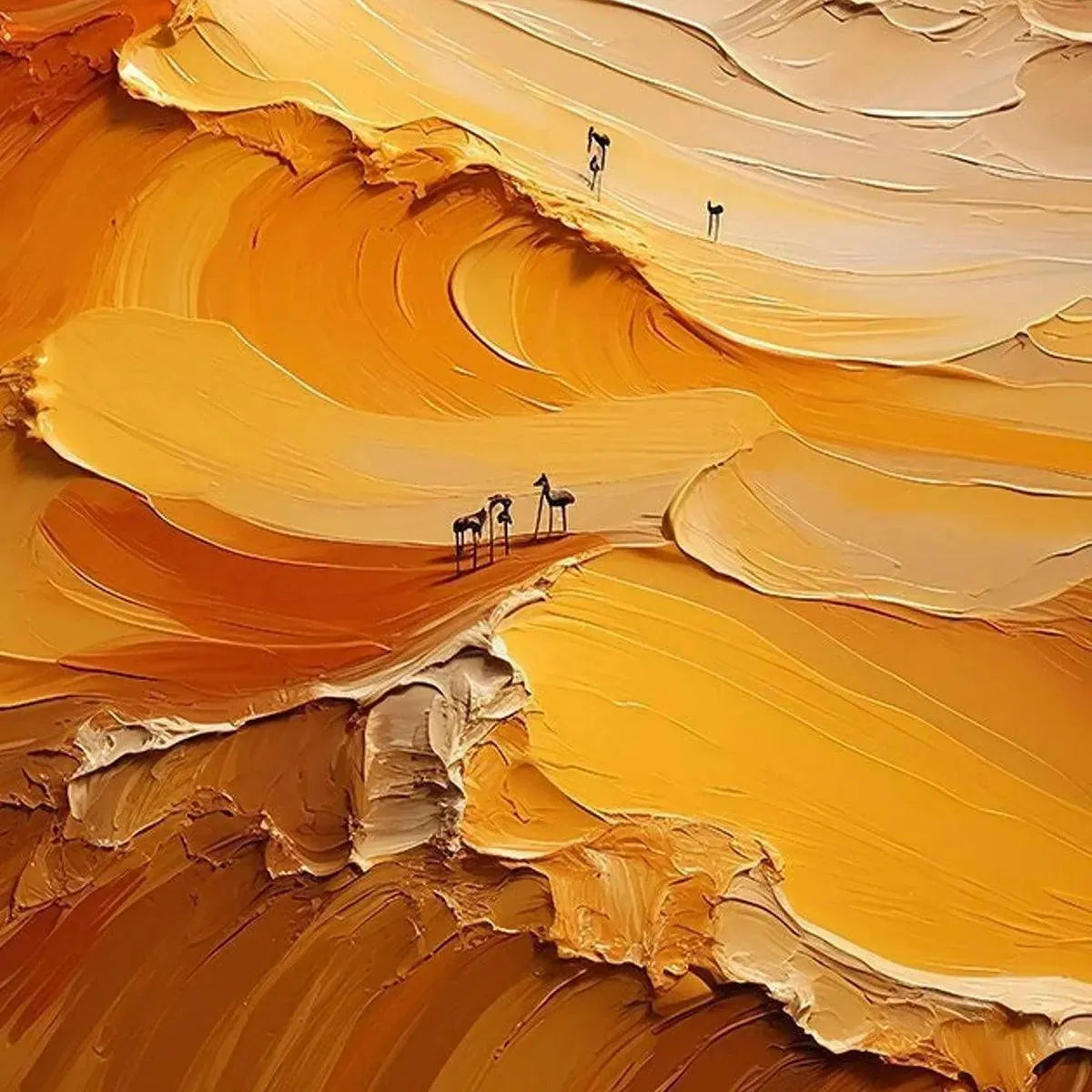 GOLDEN DUNES: Textured Orange Desert Landscape Impasto Painting for Living Room - Image 3