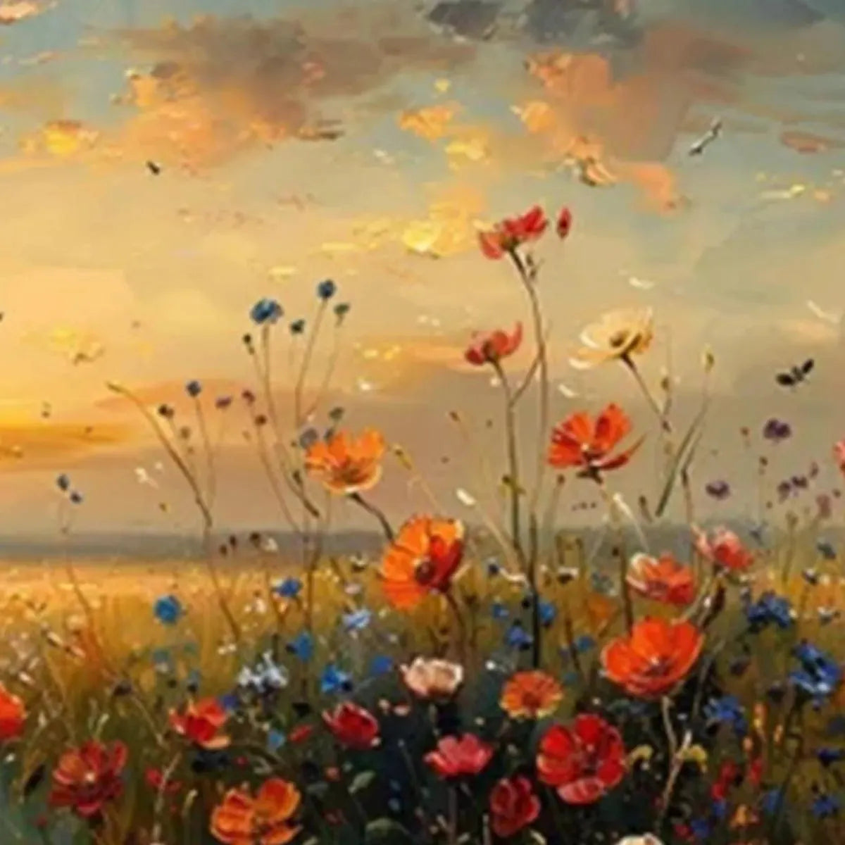 SUNSET FIELD: Colorful Wildflower Field Landscape Painting - Image 7