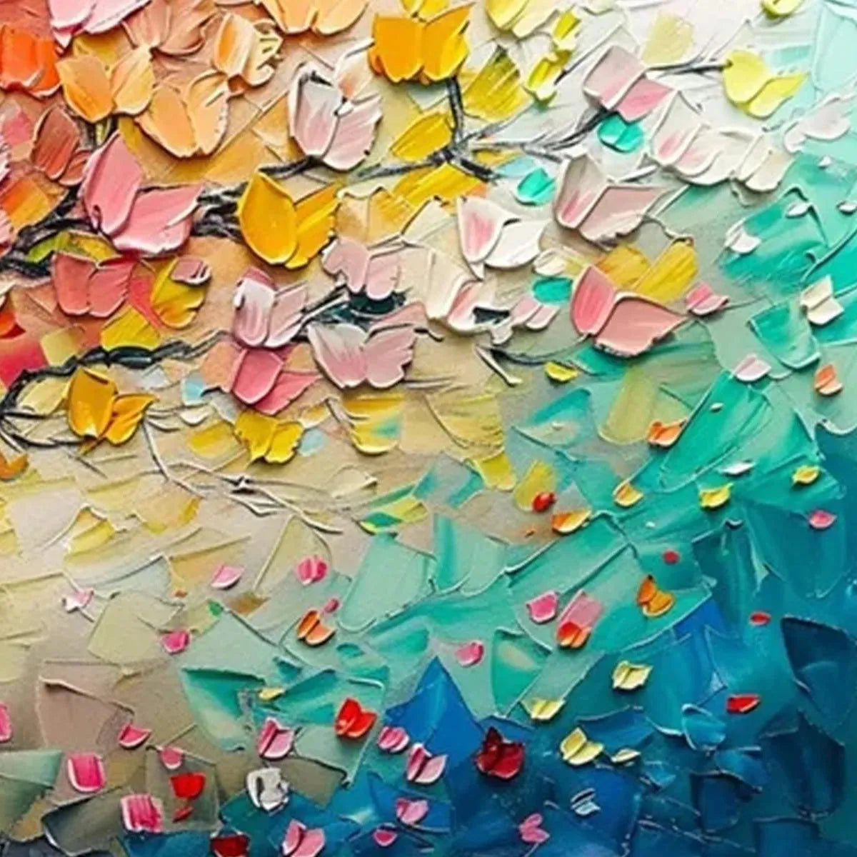 WHISPERS OF AUTUMN: Textured Impasto Tree Painting with Colorful Butterflies - Image 2