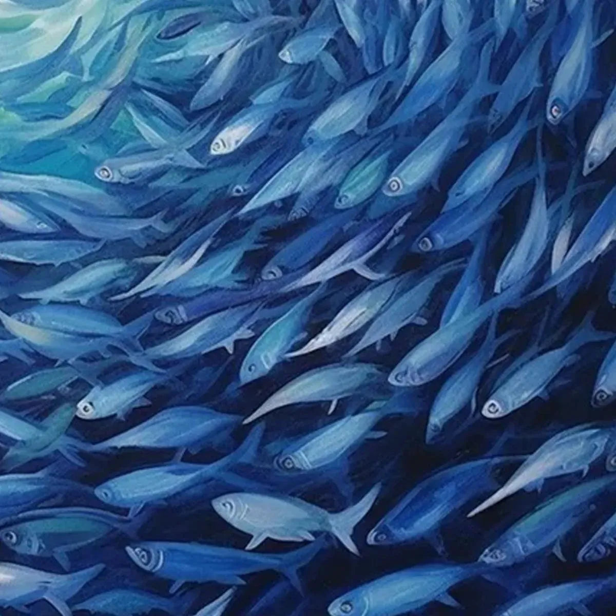 OCEANIC WHIRL: Dynamic Painting of a School of Fish - Image 3