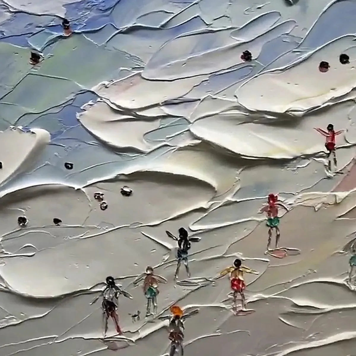 BEACH DAY VIBES: Textured Beach Scene Painting, Horizontal Wall Art - Image 3