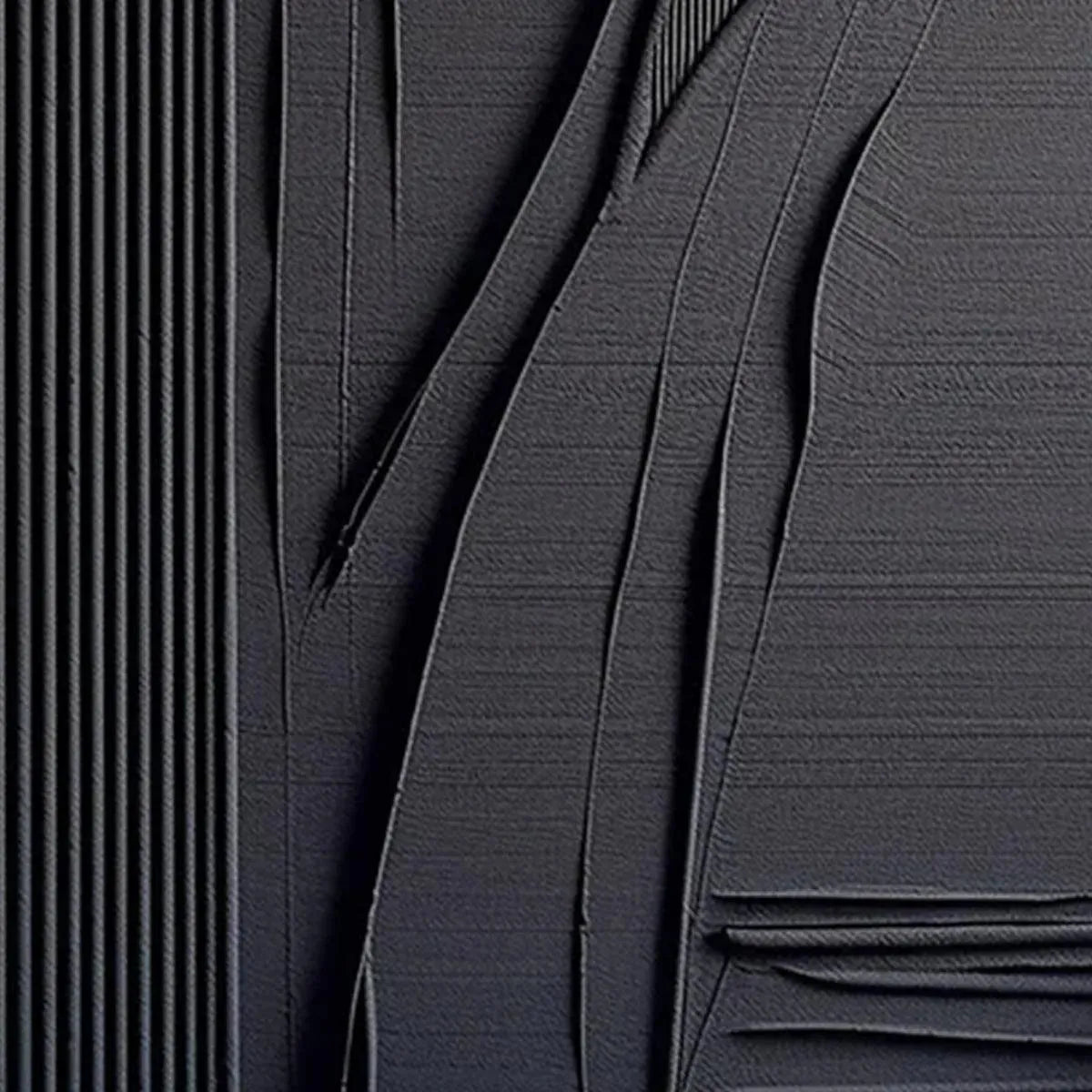 BLACK TEXTURED LINES AND CURVES: Minimalist Textured Abstract Painting - Image 7