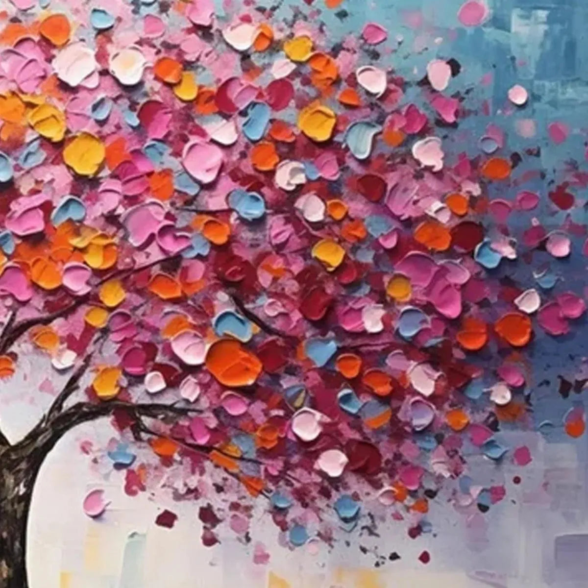 JEWEL TONES TREE: Textured Impasto Tree Painting in Vibrant Pink - Image 3