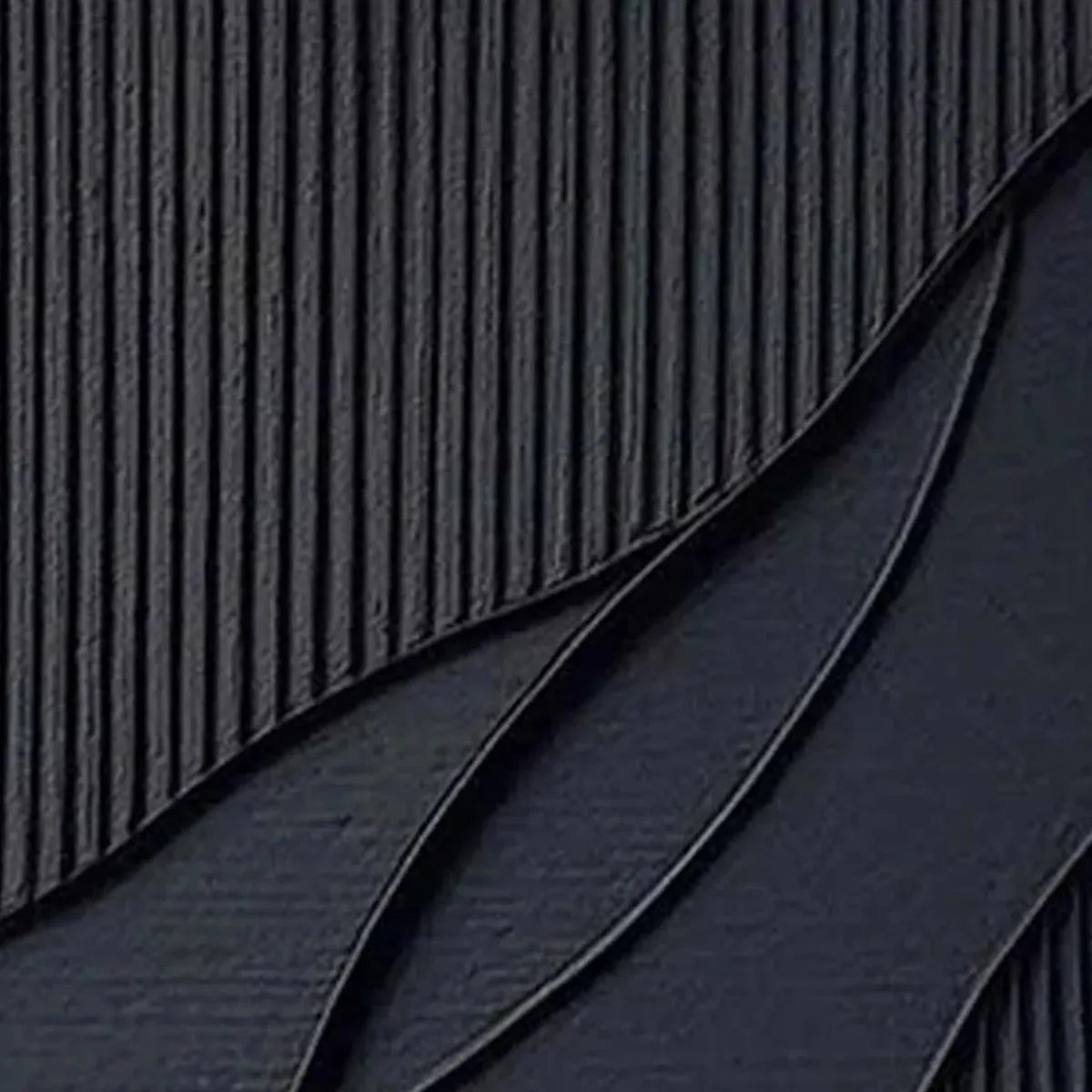 BLACK TEXTURED WAVES: Minimalist Textured Abstract Painting - Image 7