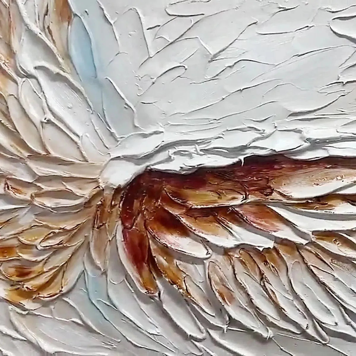 ANGEL WINGS: Textured White and Gold Angel Wing Painting - Image 3