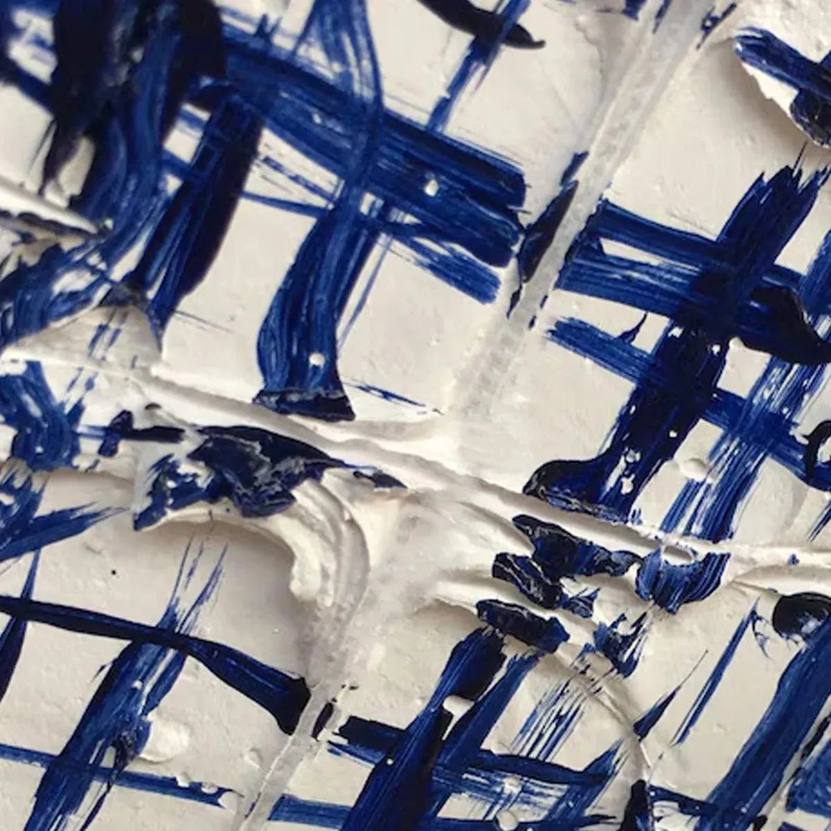 BLUE WEAVE: Textured Abstract Painting in Blue and White - Image 3