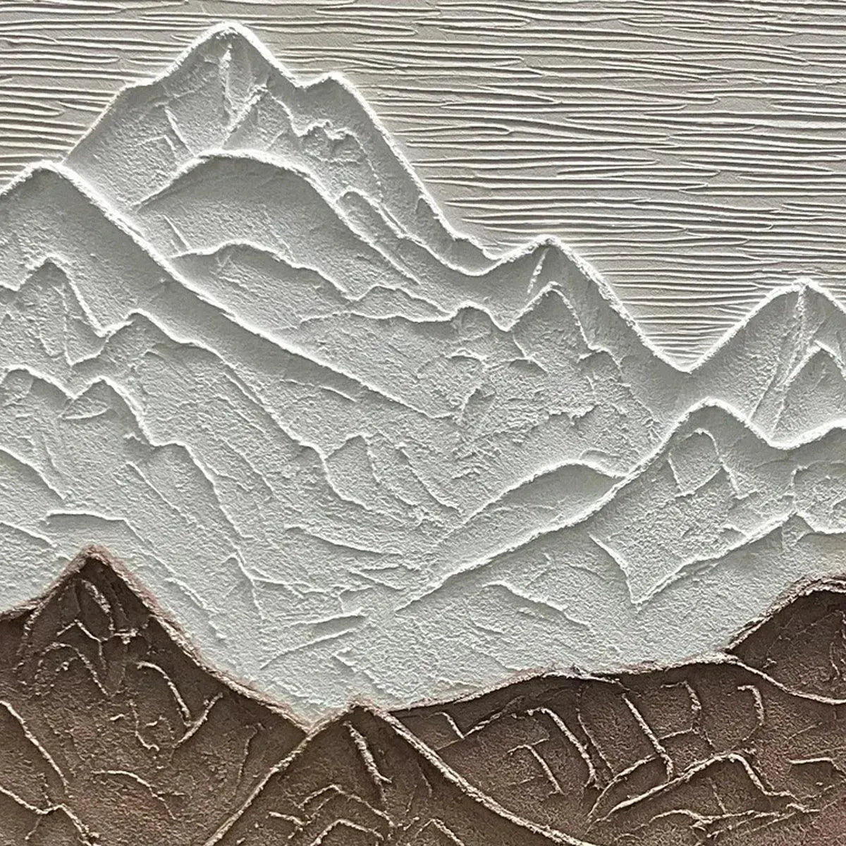 EARTH RIVER: Textured Brown and White Mountain River Landscape Painting - Image 3