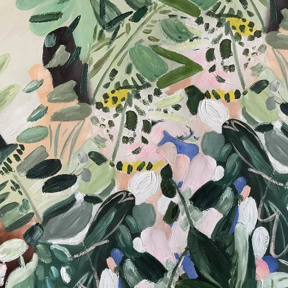 SECRET GARDEN: Panoramic Green Botanical Landscape Painting - Image 3