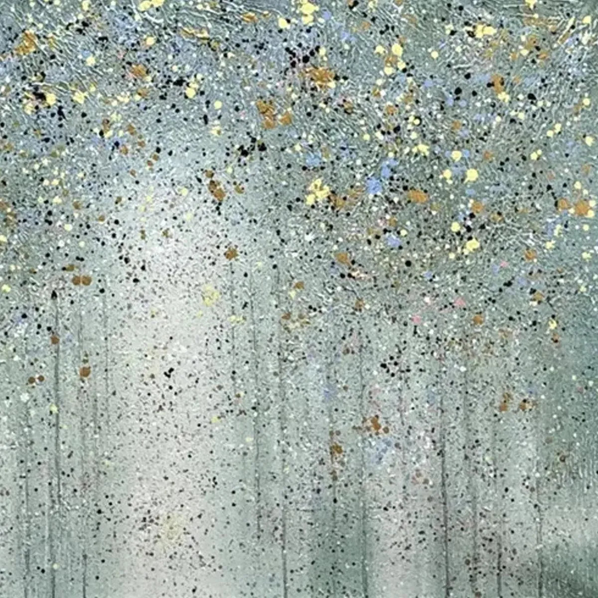 GOLDEN RAIN: Textured Abstract Landscape Painting in Green and Gold - Image 3