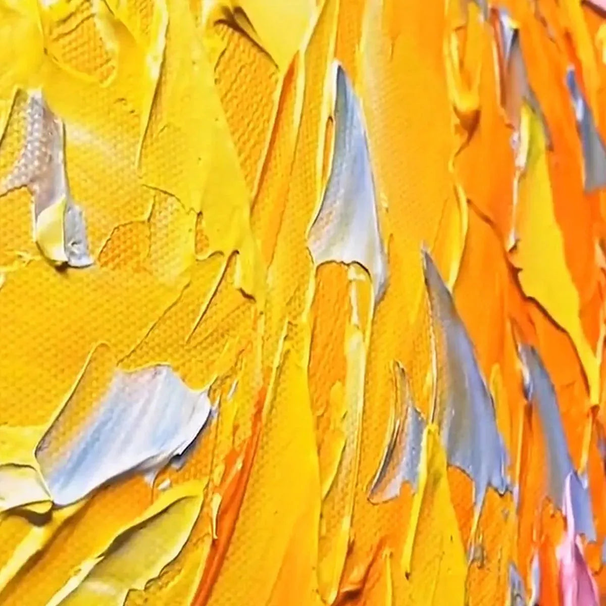 SUNRISE SERENADE: Textured Abstract Sunrise Painting in Yellow and Blue - Image 3