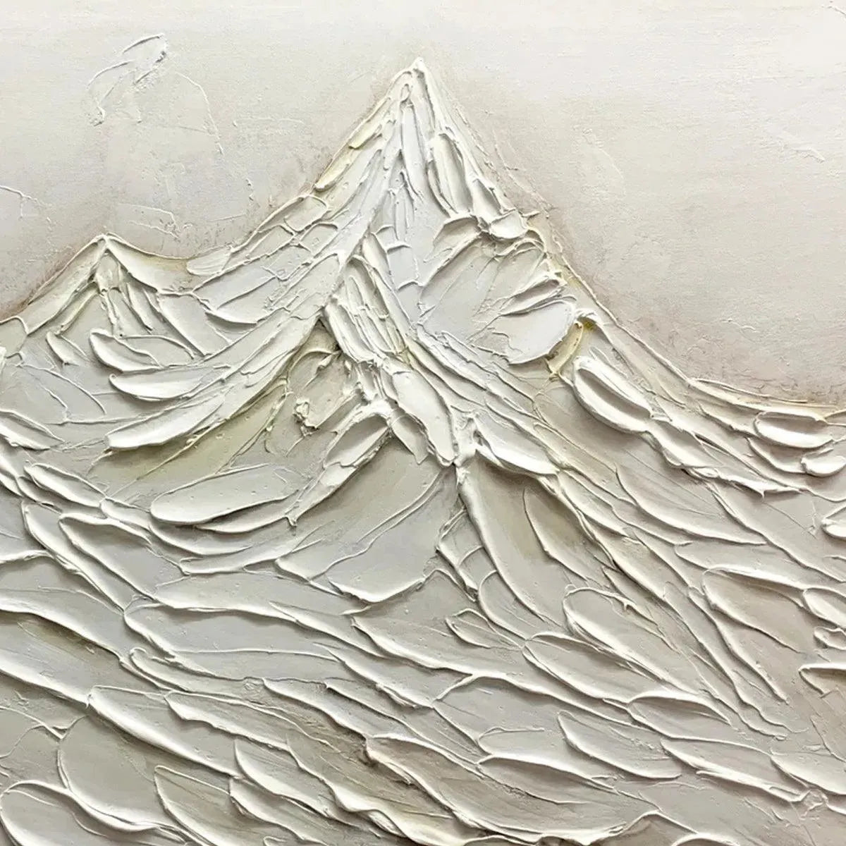 WHITE MOUNTAINS: Textured Minimalist Abstract Mountain Painting in White - Image 5
