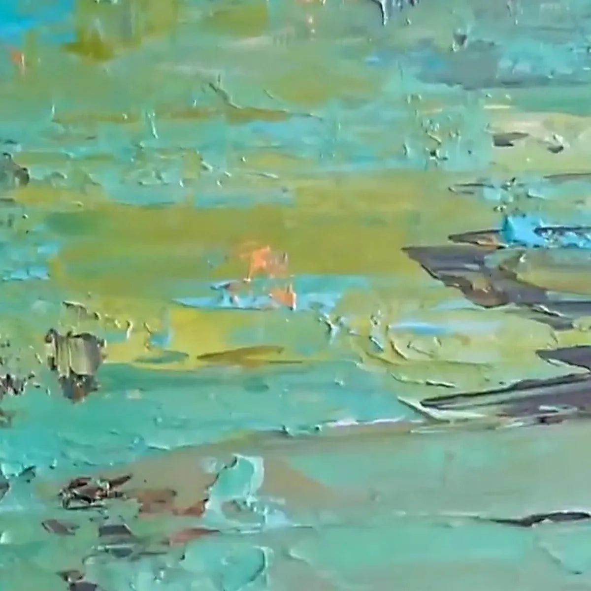 GOLDEN TIDE: Textured Abstract Painting in Teal and Gold - Image 5