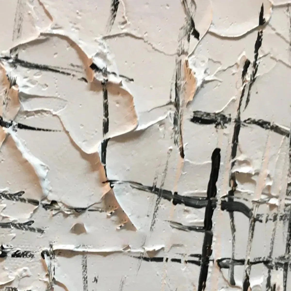 WOVEN LINES: Textured Minimalist Abstract Painting in Black and White - Image 2