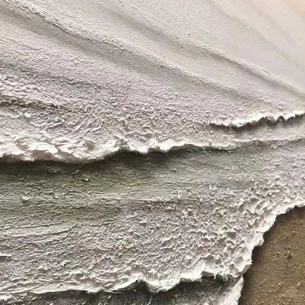 SERENE SHORE: Textured Coastal Landscape Painting in Beige - Image 3