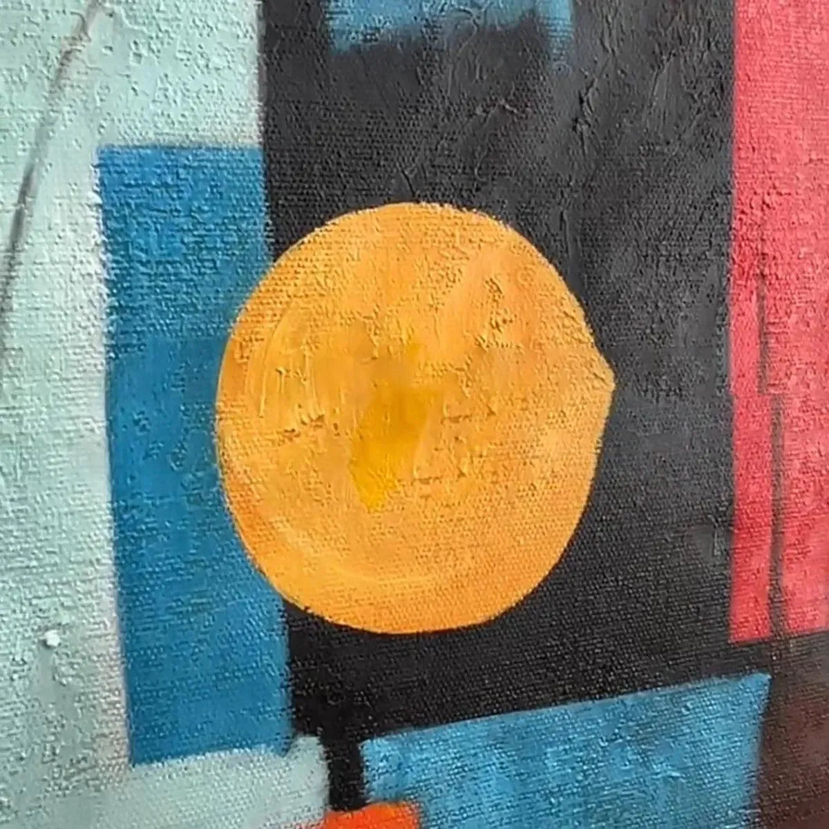URBAN GEOMETRY: Minimalist Abstract Painting in Red and Gold - Image 3
