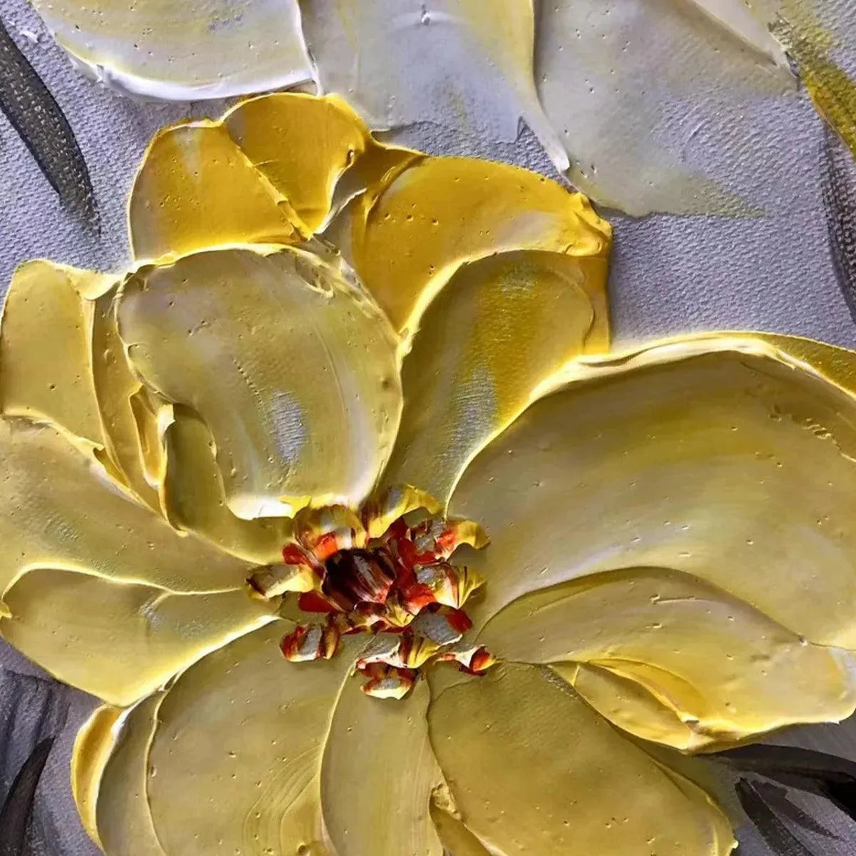 GOLDEN SUNFLOWERS: Textured Impasto Floral Painting in Yellow - Image 3