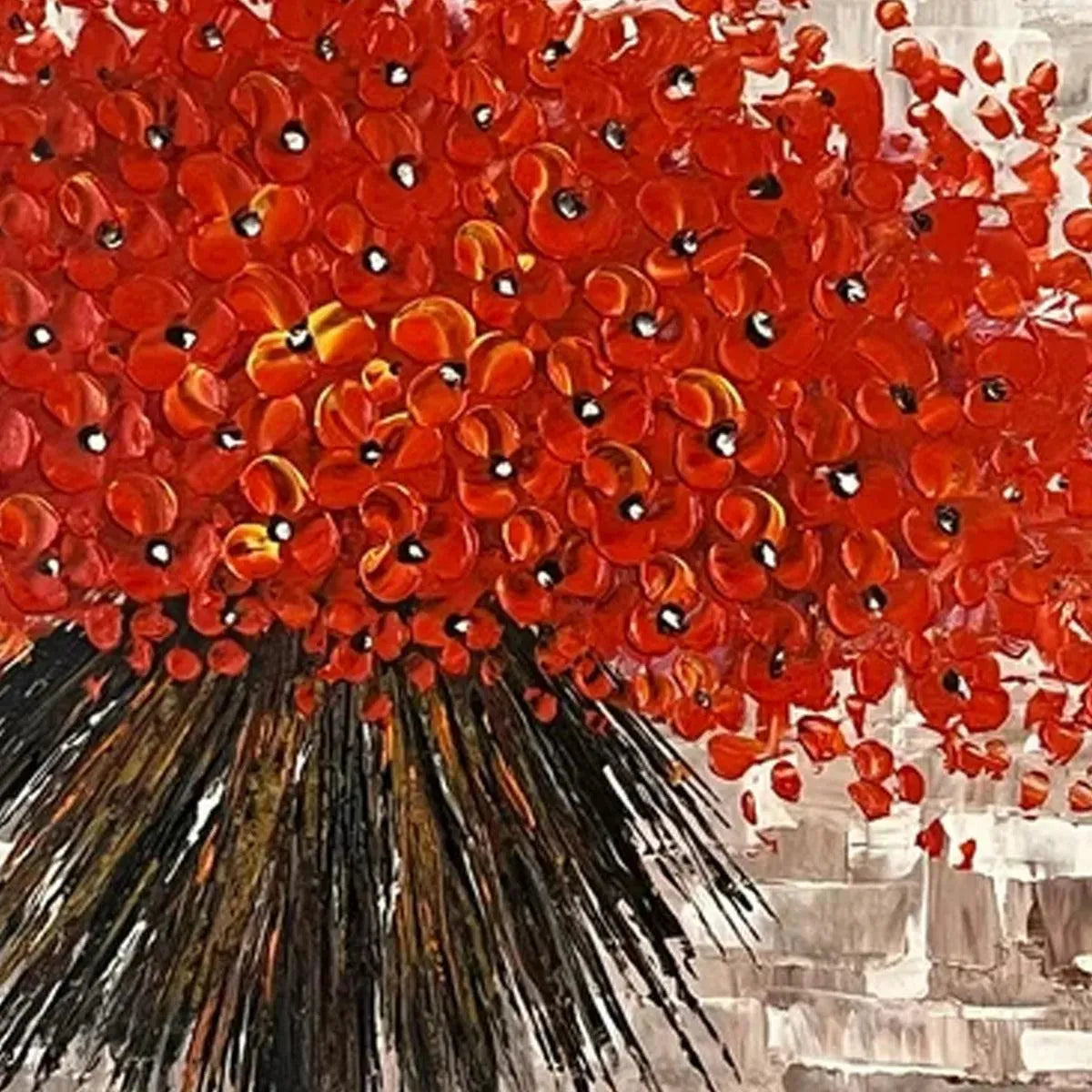 CRIMSON BURST: Textured Impasto Floral Painting in Red - Image 4