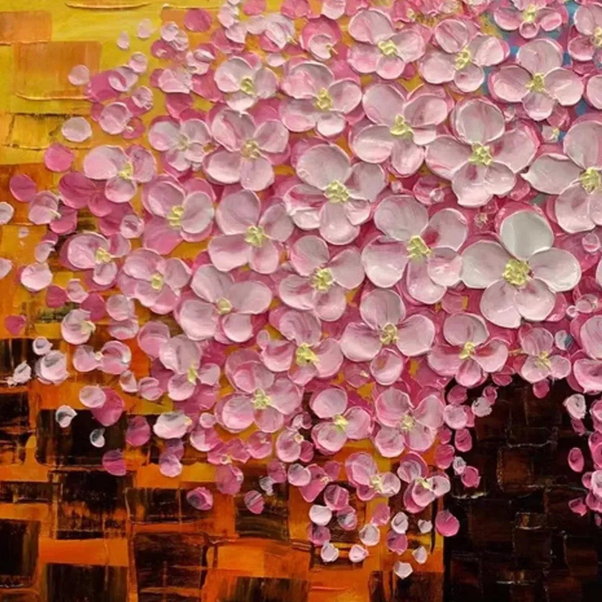 PINK BLOSSOM DREAM: Textured Floral Impasto Painting in Pink and White - Image 8