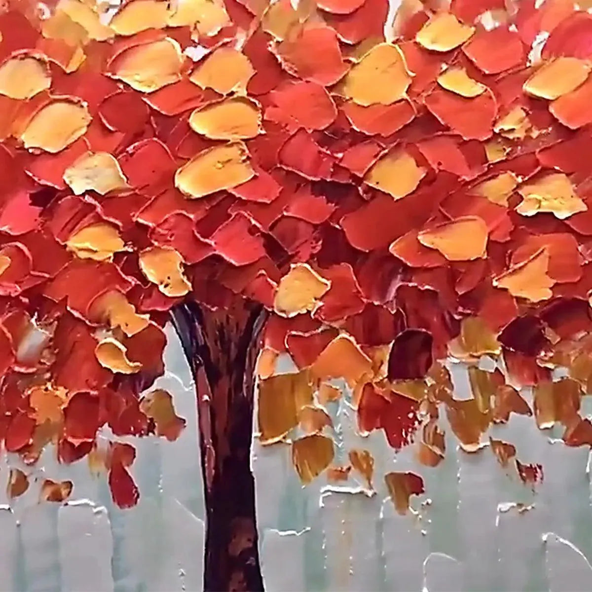 AUTUMN FIRE: Textured Impasto Painting of a Tree in Orange and Red - Image 3