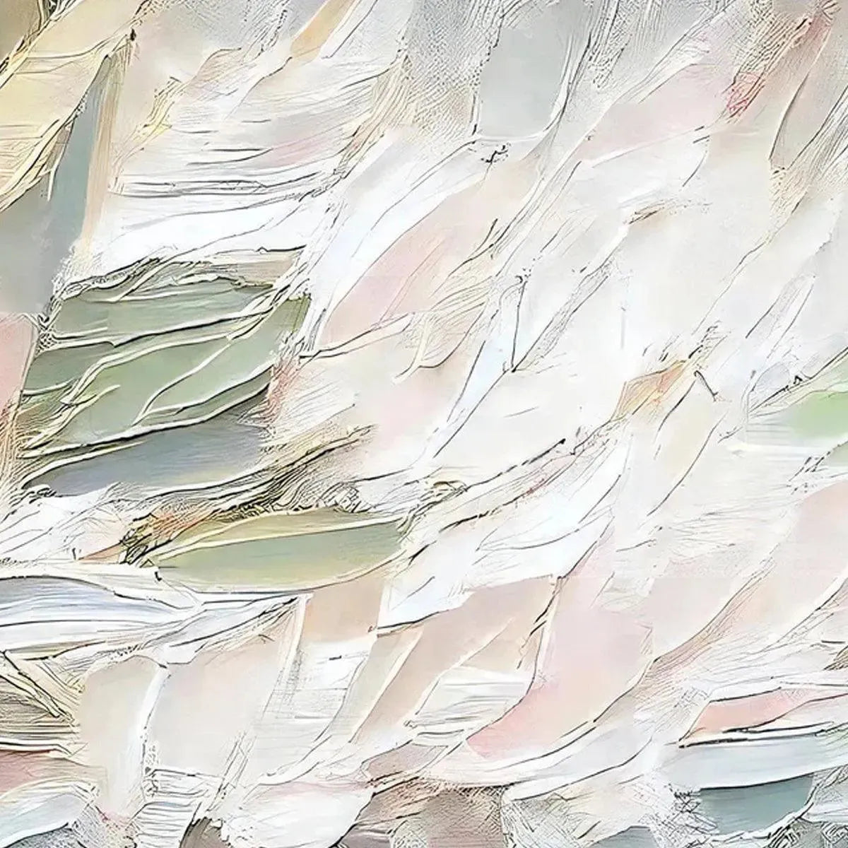 PINK WHISPERS: Textured Abstract Painting in Pink and Green - Image 6