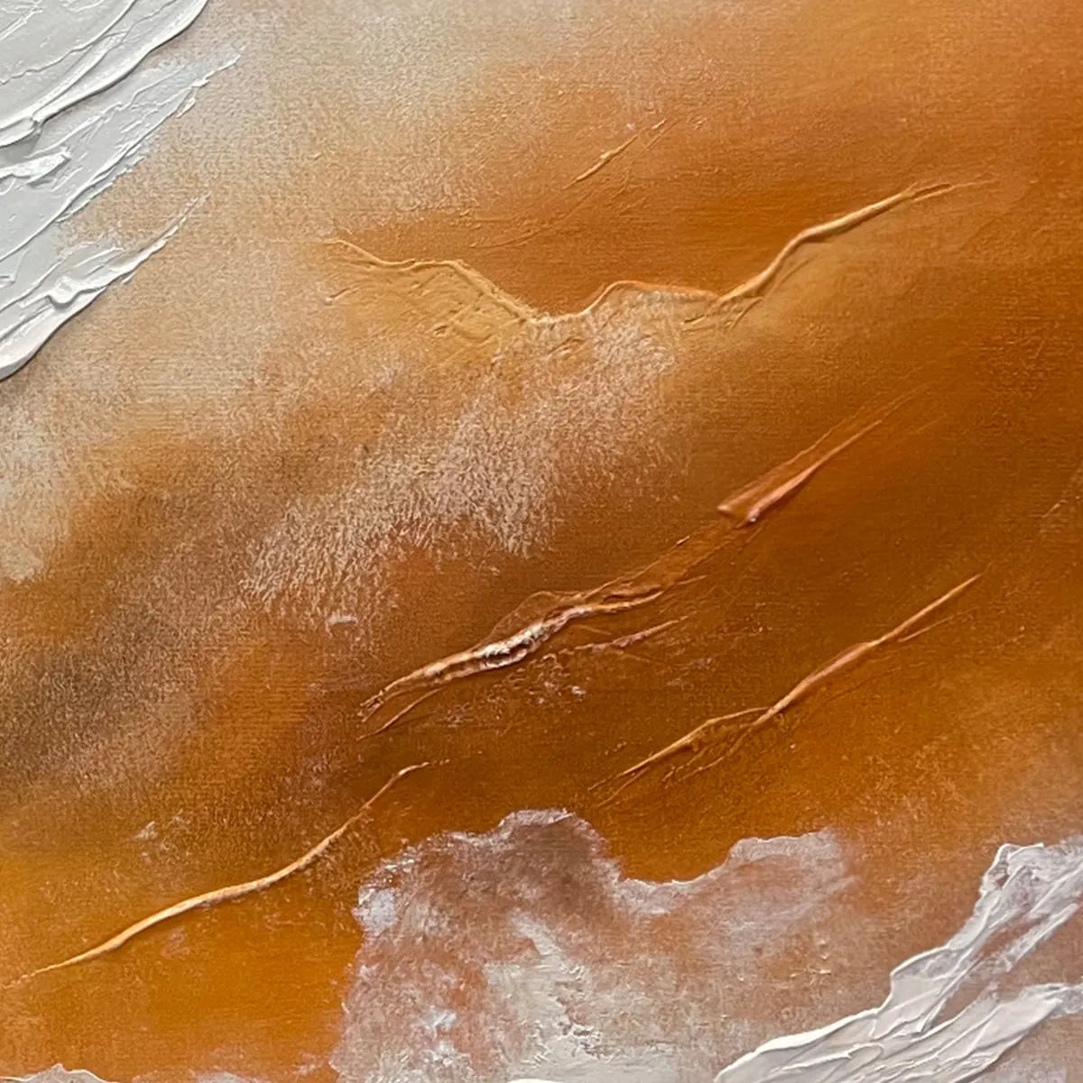 DESERT FLOW: Abstract Landscape Painting in Orange, White, and Grey, Textured Canvas, Modern Wall Art - Image 6