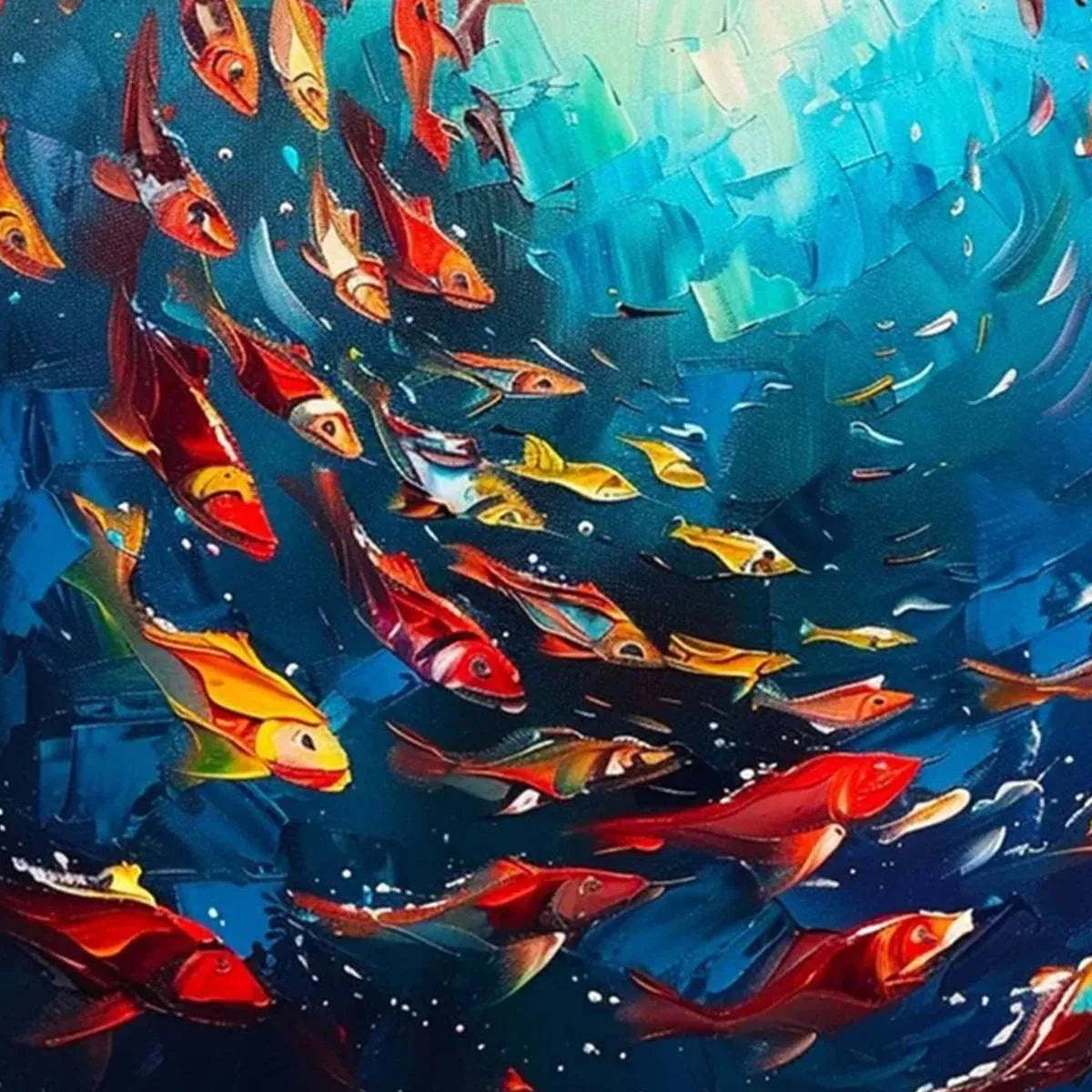 CORAL REEF DANCE: Vibrant Painting of Colorful Fish - Image 3