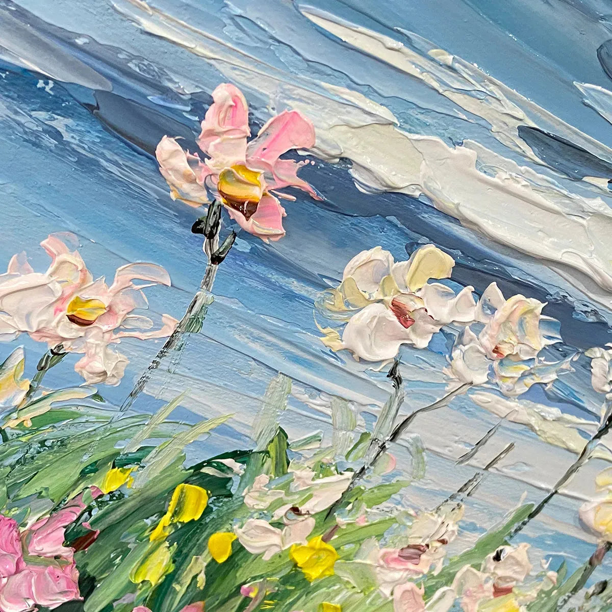 SUNSET SAIL: Coastal Sunset Painting, Sailboat and Wildflowers, Horizontal Canvas, Ocean Decor - Image 3