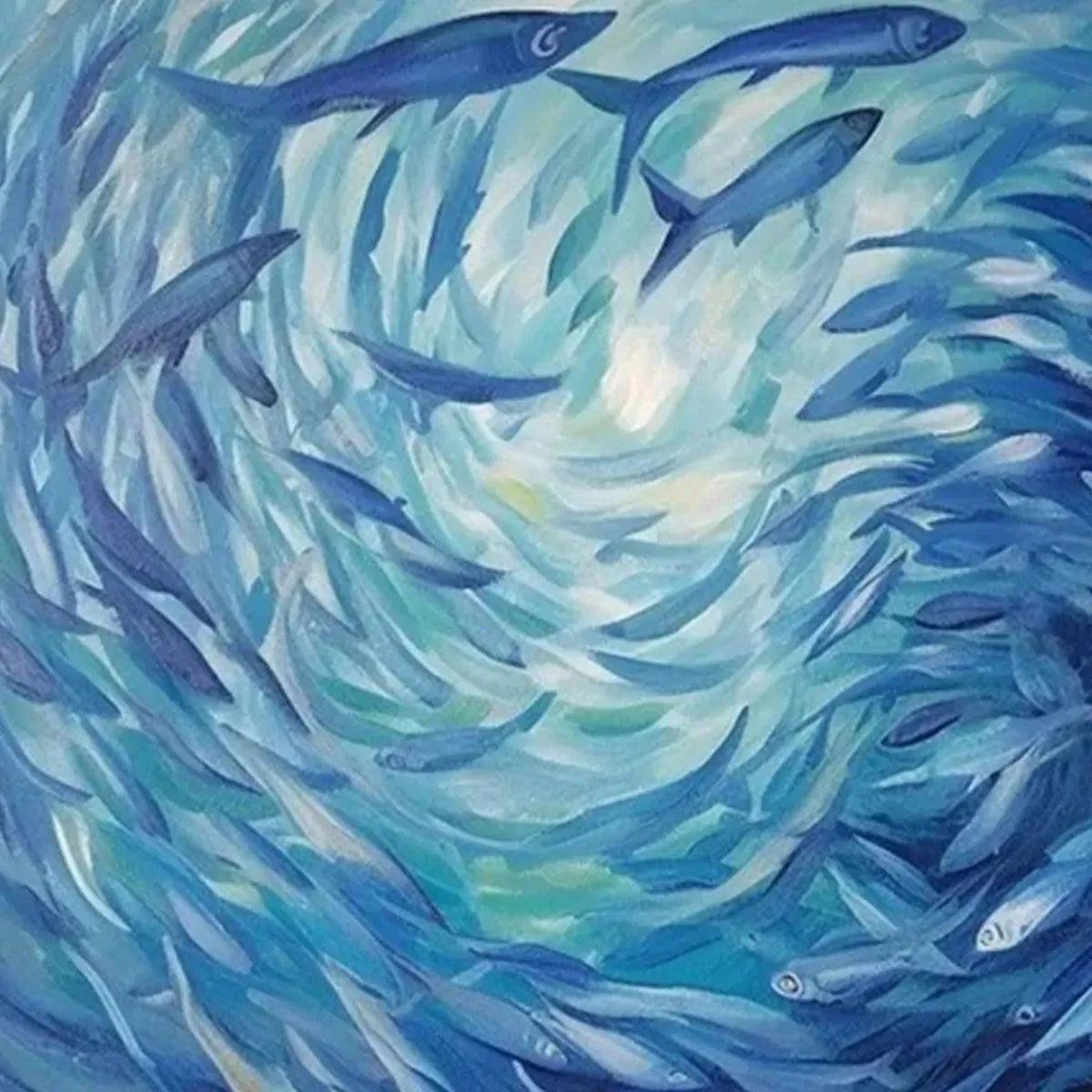 OCEANIC WHIRL: Dynamic Painting of a School of Fish - Image 6