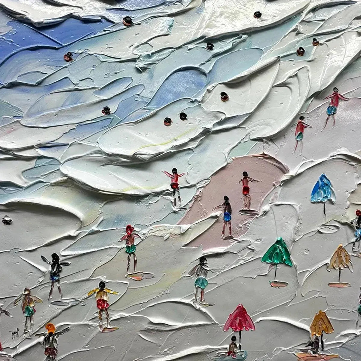 BEACH DAY VIBES: Textured Beach Scene Painting, Horizontal Wall Art - Image 6