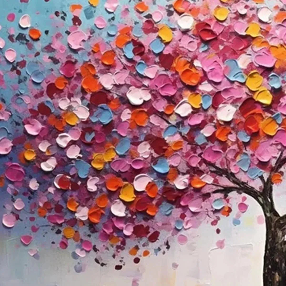 JEWEL TONES TREE: Textured Impasto Tree Painting in Vibrant Pink - Image 5
