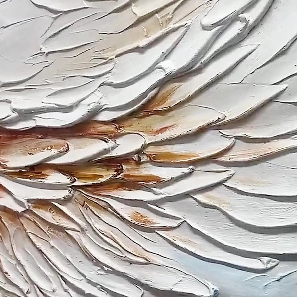 ANGEL WINGS: Textured White and Gold Angel Wing Painting - Image 7