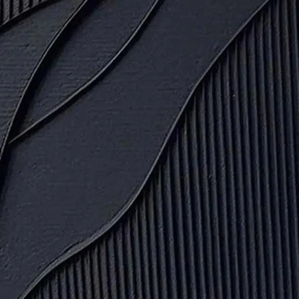 BLACK TEXTURED WAVES: Minimalist Textured Abstract Painting - Image 4