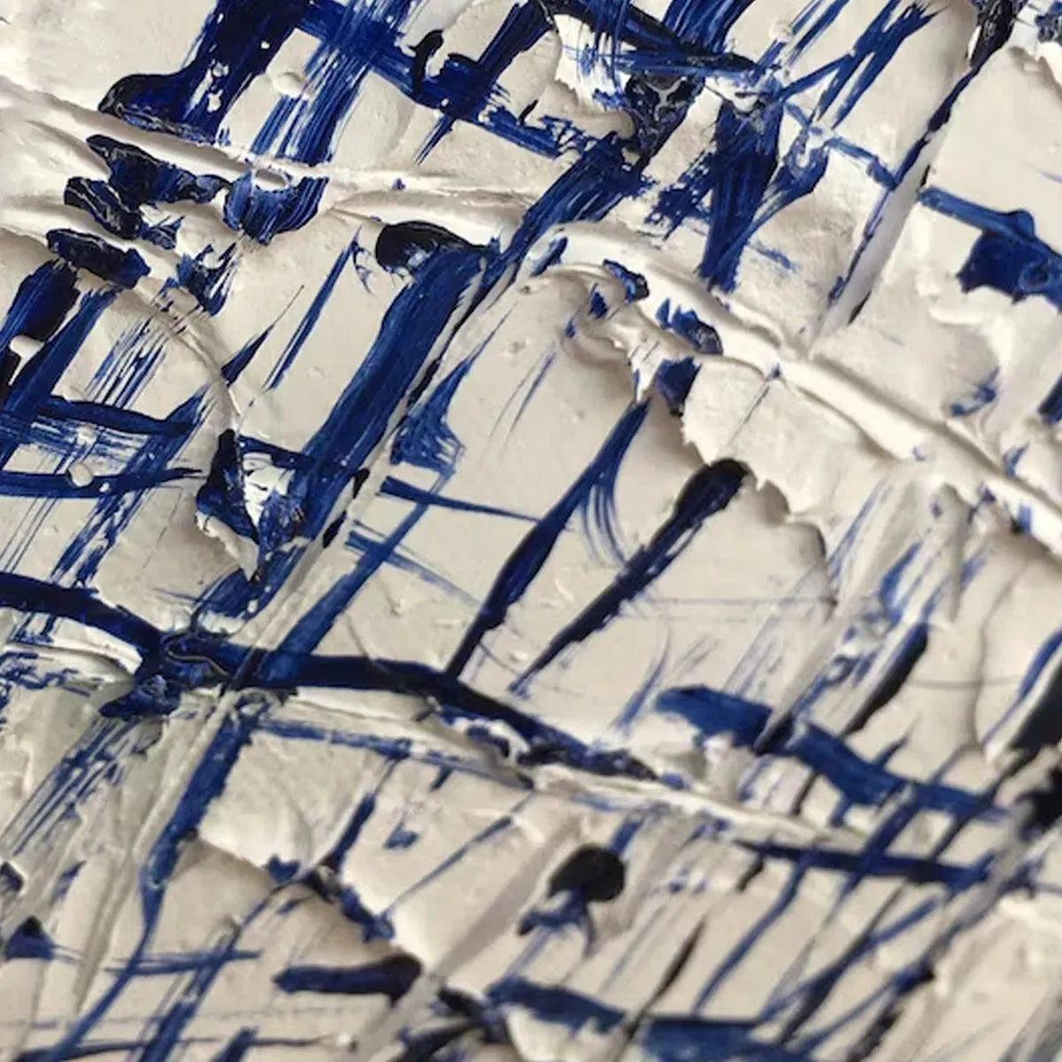 BLUE WEAVE: Textured Abstract Painting in Blue and White - Image 8
