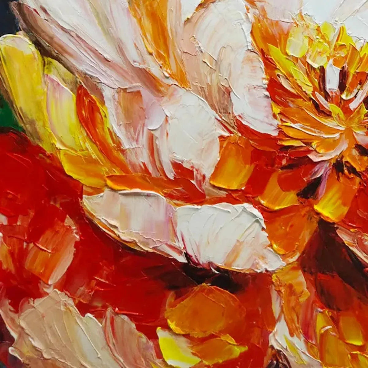 BLOOMING PEONY: Textured Impasto Peony Painting in Pink and Orange - Image 5
