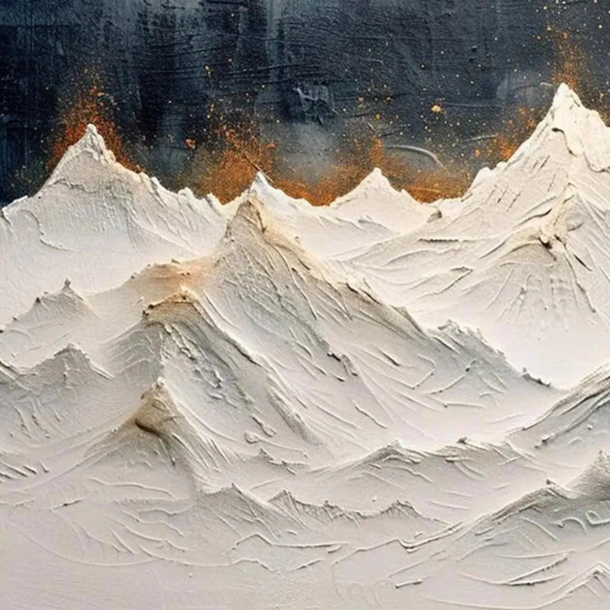 SNOWY PEAKS: Textured White and Gold Mountain Painting for Living Room - Image 7