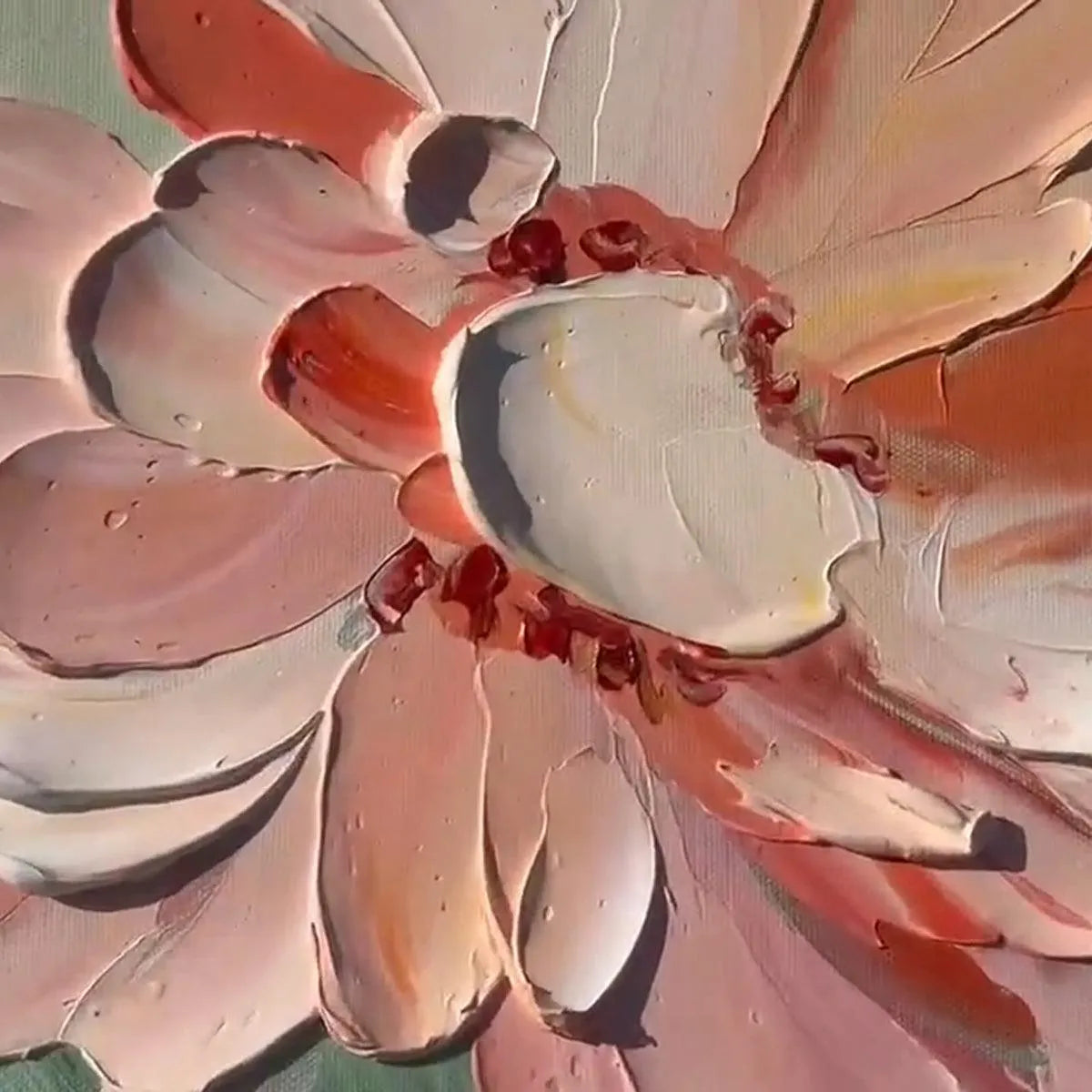 SUNKISSED GARDEN: Textured Floral Impasto Painting in Orange and White - Image 3