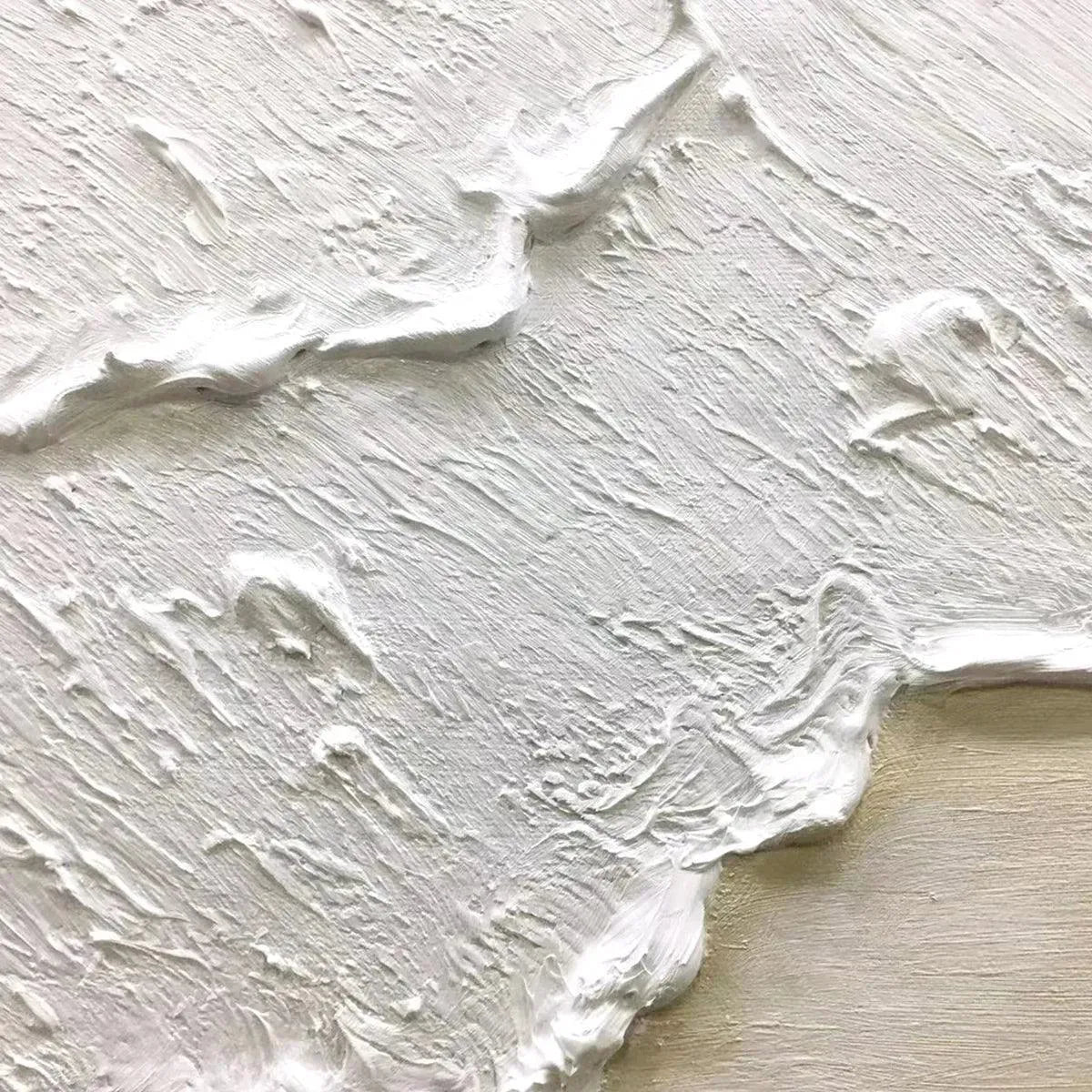 WHITE WAVE: Textured Minimalist Coastal Abstract Painting in White and Beige - Image 5