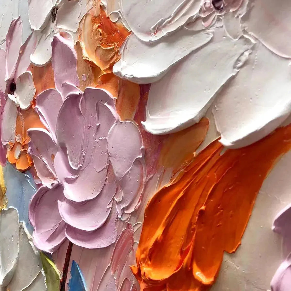 SPRING BOUQUET: Textured Impasto Floral Painting in Pastel Rainbow Colors - Image 2