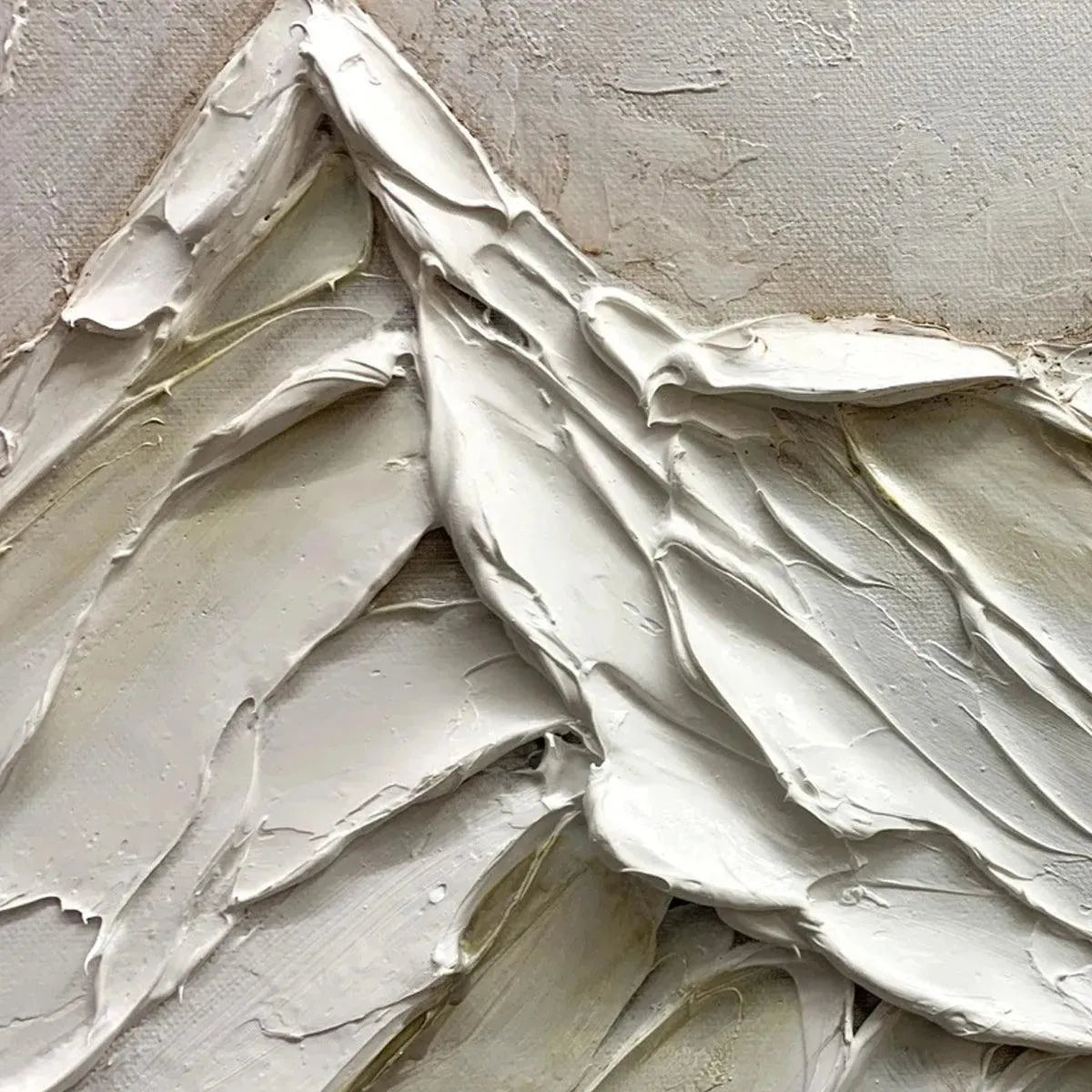 WHITE MOUNTAINS: Textured Minimalist Abstract Mountain Painting in White - Image 3