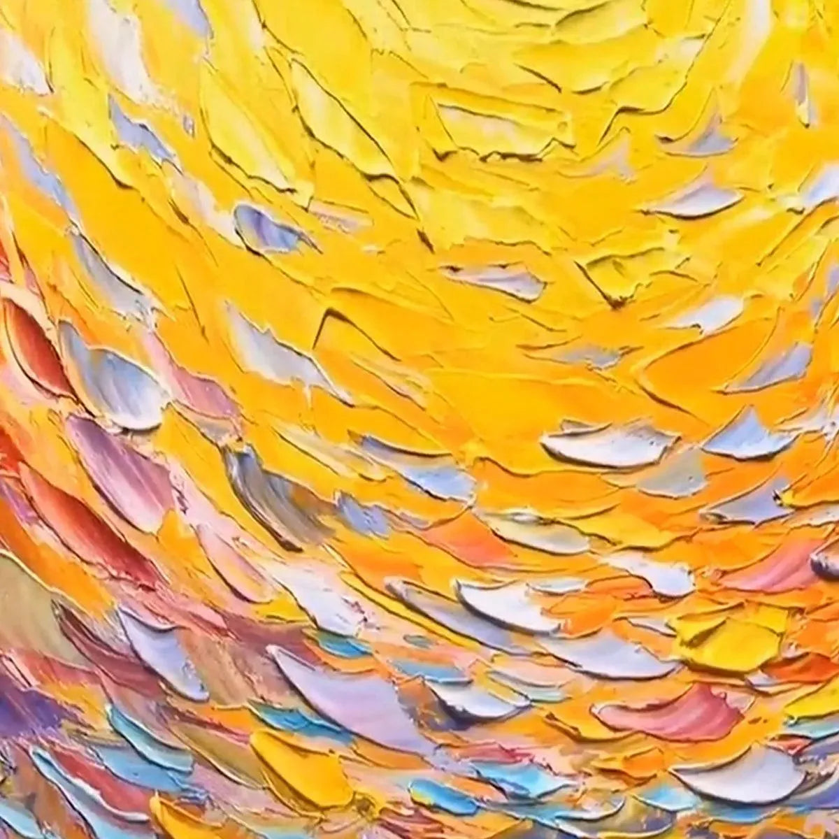 SUNRISE SERENADE: Textured Abstract Sunrise Painting in Yellow and Blue - Image 6